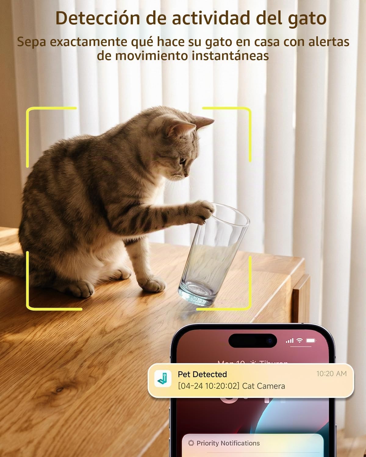 ALIOBC Cámara para mascotas con aplicación de teléfono, seguimiento...