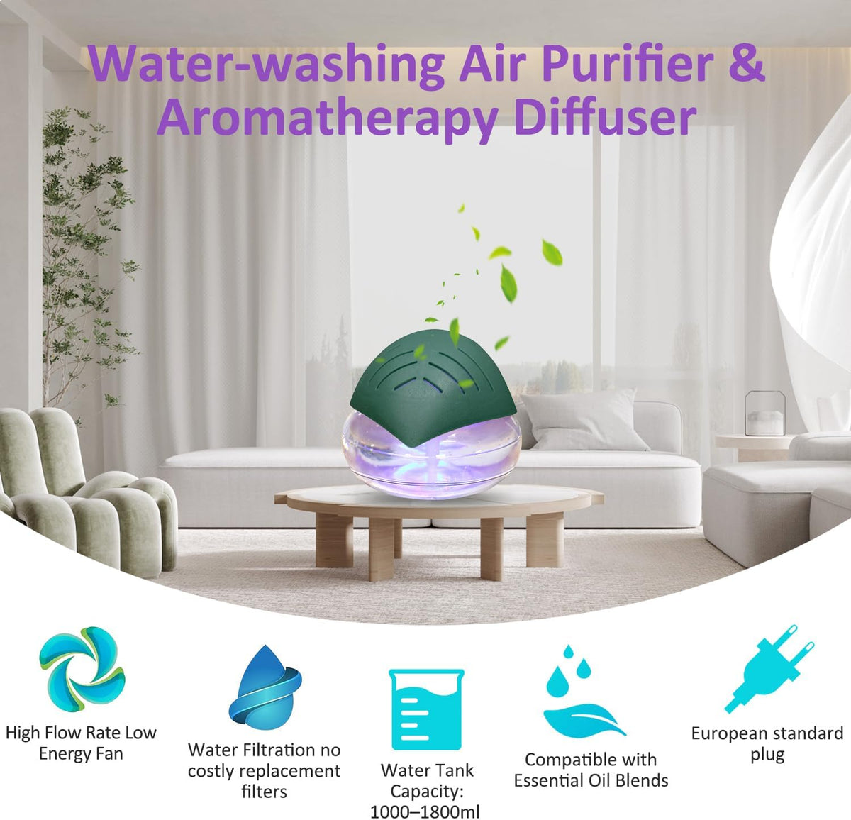 Purificadores de aire de agua para el hogar, difusor de aroma para...
