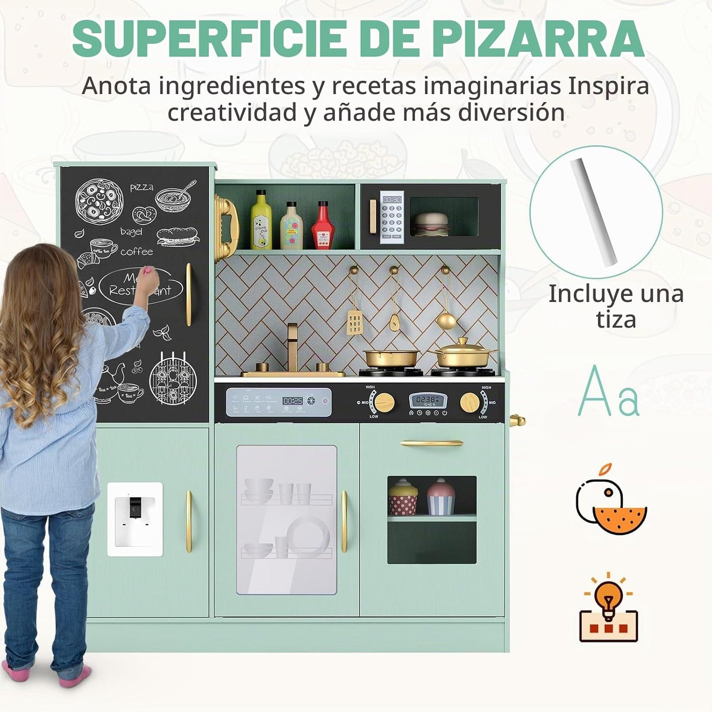Costzon Juego de cocina para niños, juego de juguetes de cocina de...