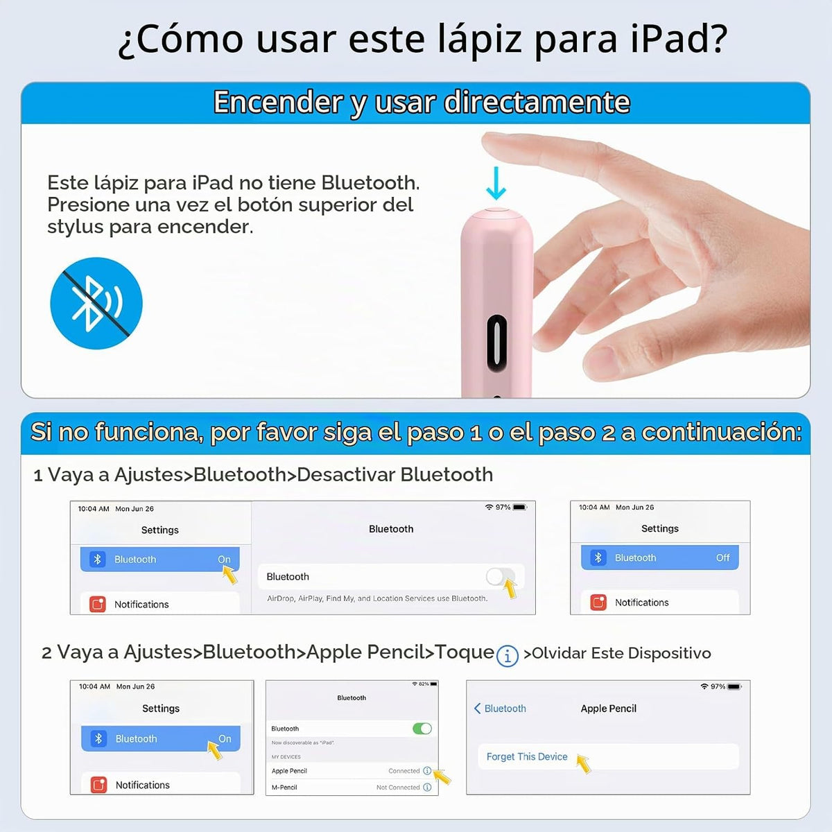 Lápiz óptico para iPad, carga rápida de 13 minutos para Apple iPad...