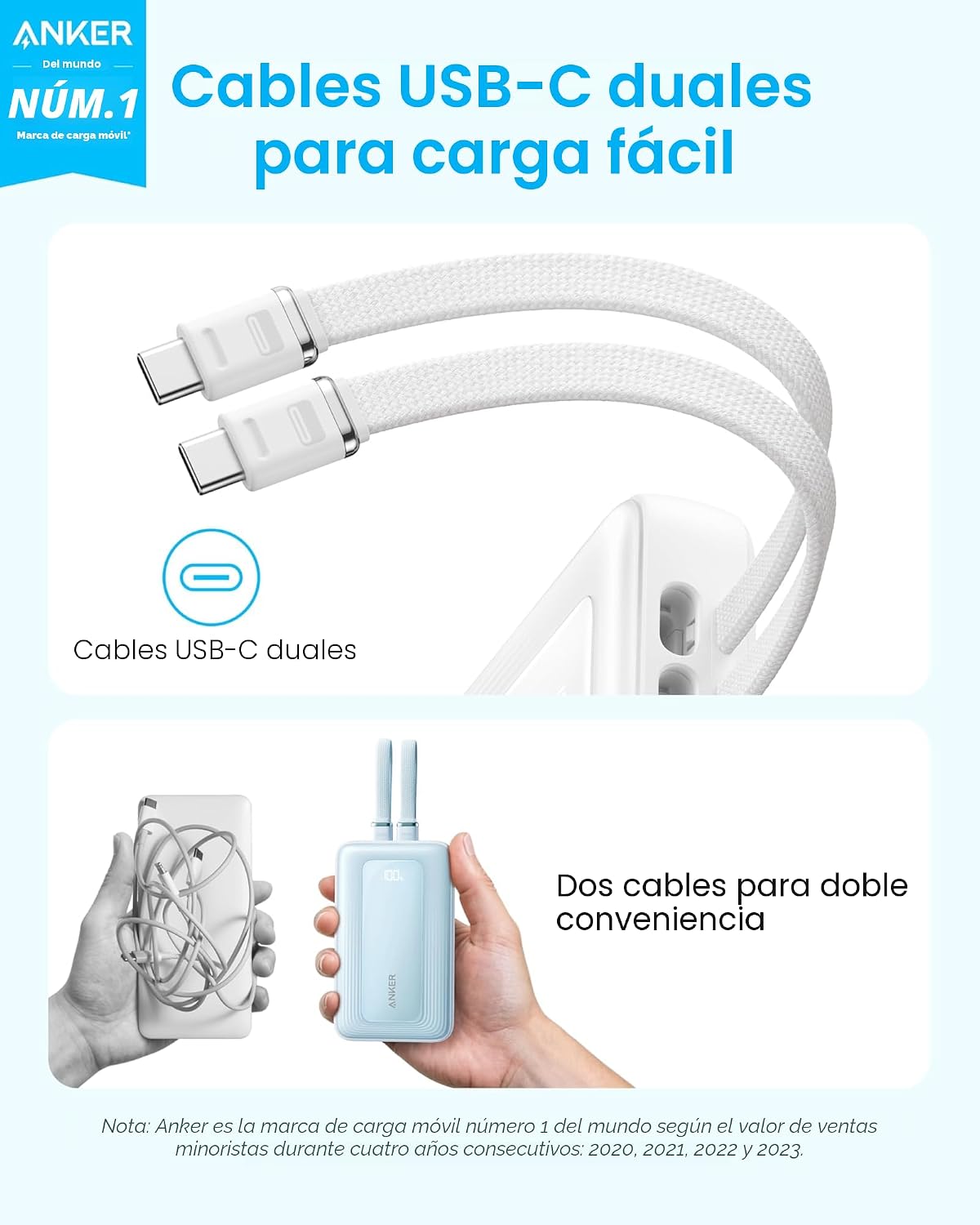 Anker Zolo - Banco de energía (versión actualizada 2025), carga ráp...