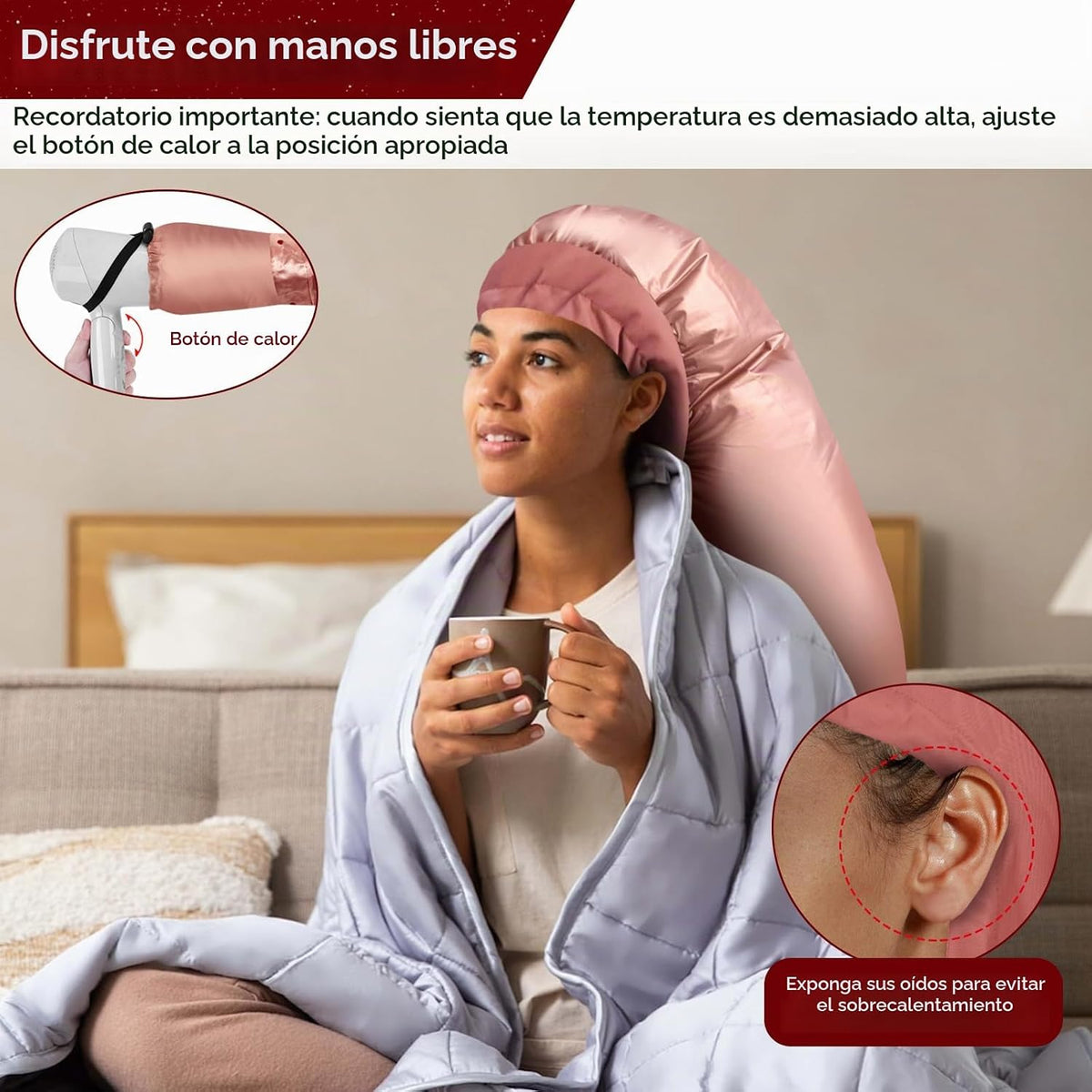 TEPENAR Accesorio para secador de pelo con capucha: Gorra de secado...