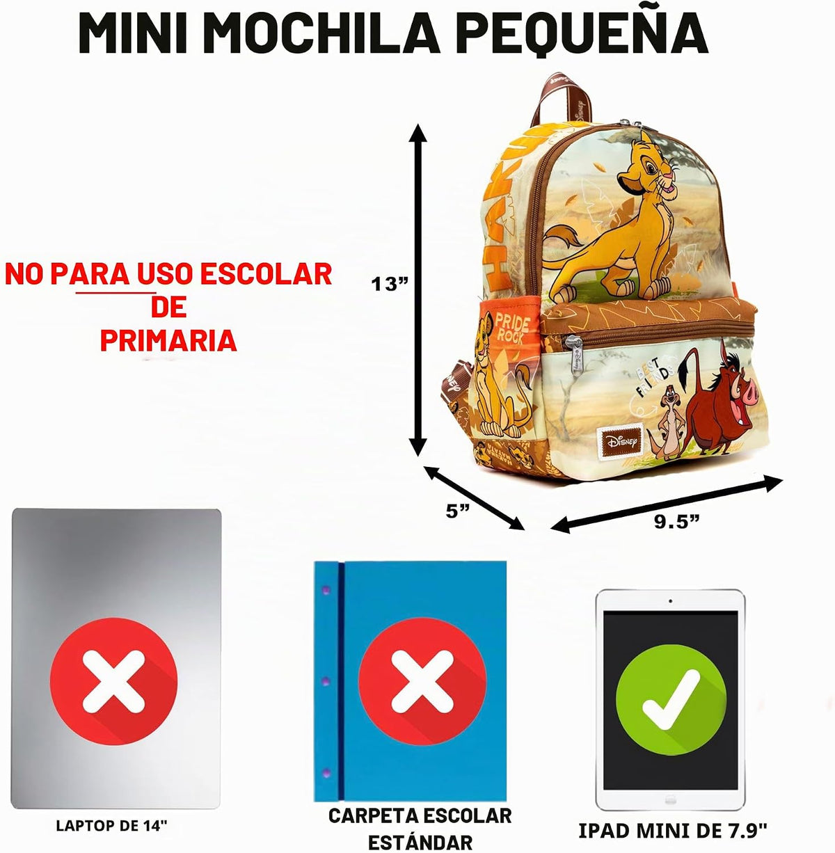 Wondapop Mochila de nailon Lion King de 13"