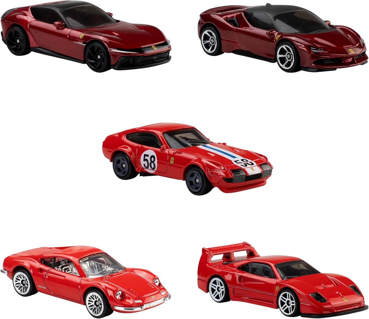 Hot Wheels Toy Ferrari Cars, 5 unidades fundidas a presión a escala...