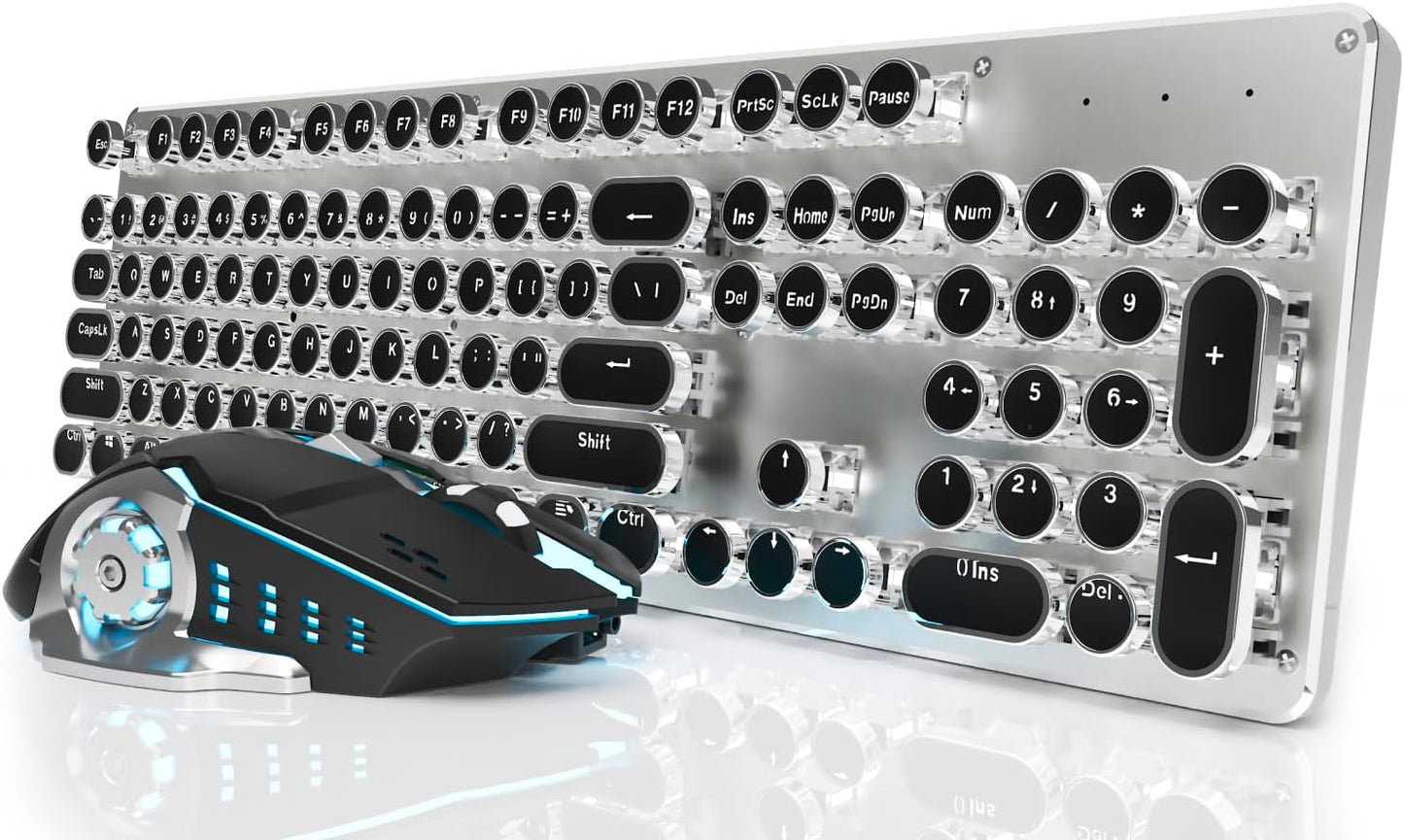EWEADN TK950 - Teclado mecánico y ratón de máquina de escribir con...