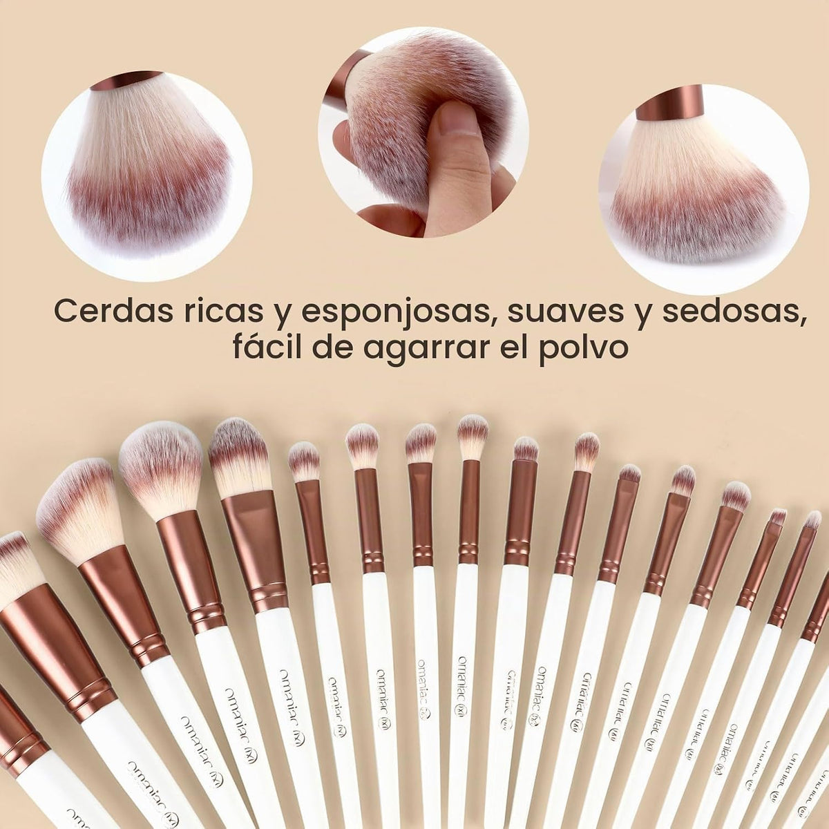 OMANIAC Juego de 20 brochas de maquillaje profesional \u2013 Base s...