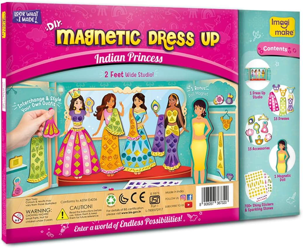 Imagimake DIY magnético de vestir - princesa india, 30 vestidos mag...