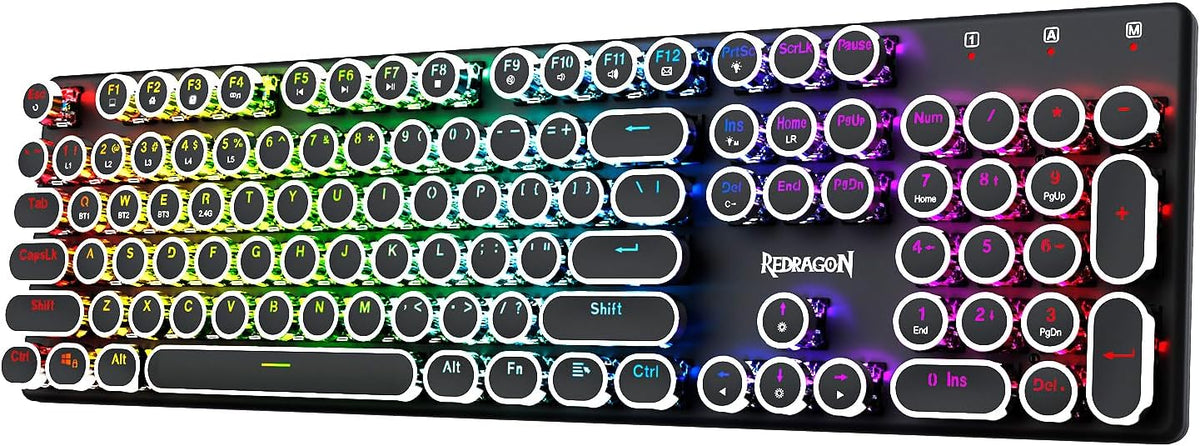 Redragon Teclado de máquina de escribir inalámbrico, teclado mecáni...