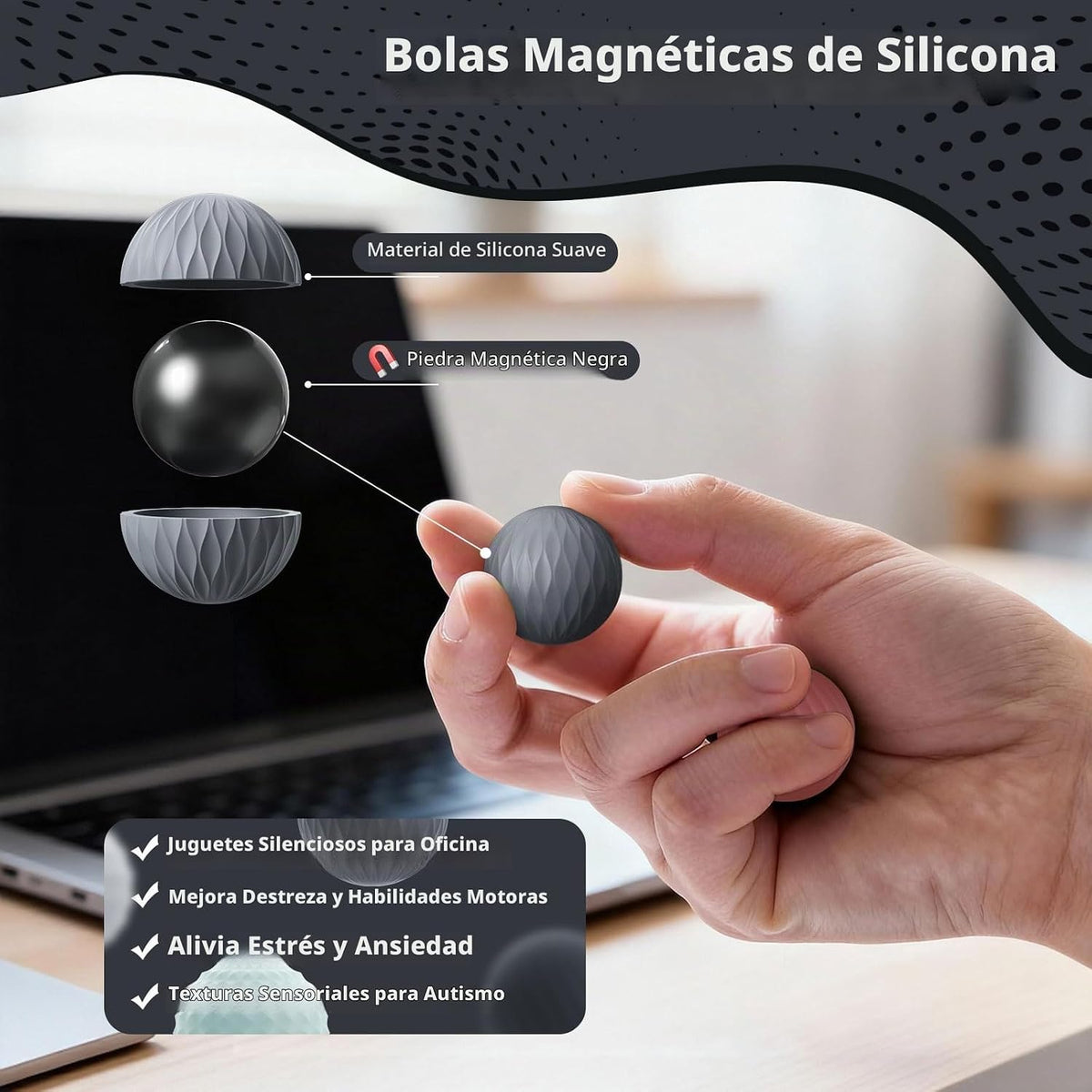 Bomeiyi Bolas magnéticas de silicona para adultos y adolescentes, j...