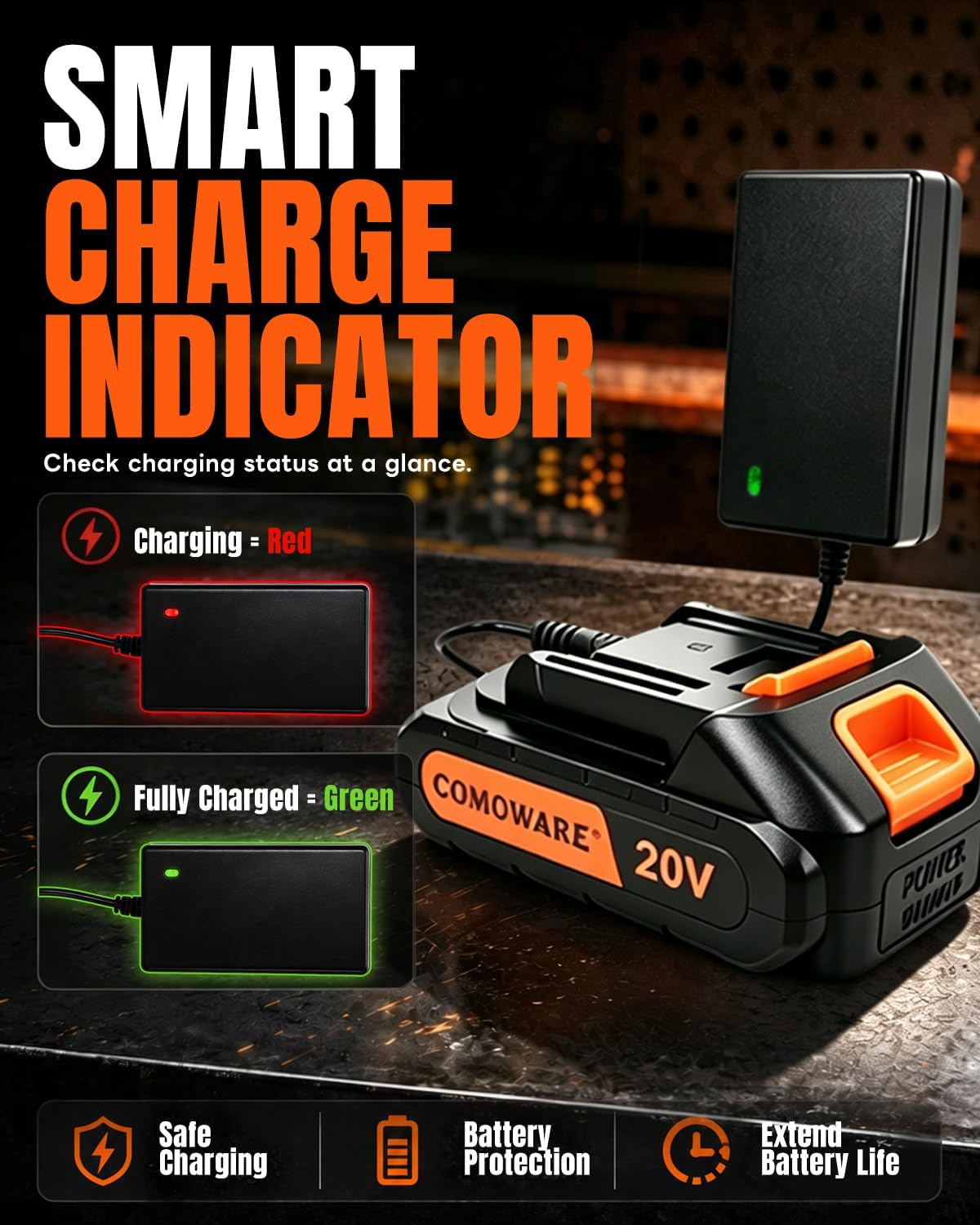 COMOWARE Cargador rápido de 20 V, adaptador de cargador oficial de...