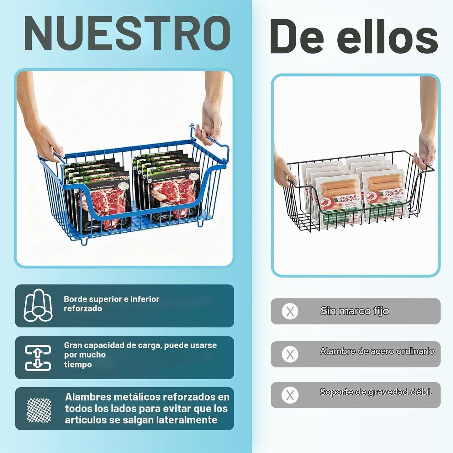 GAOKASE 4 cestas apilables de alambre para organizadores y almacena...