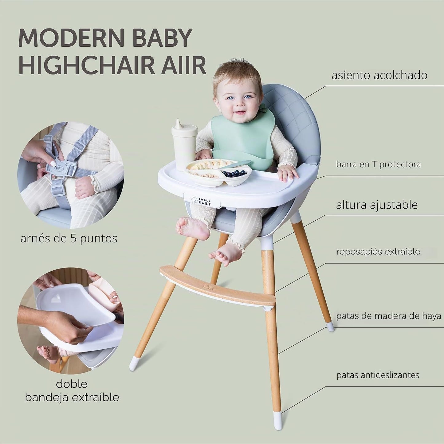 Silla alta convertible para bebés, niños pequeños, niños y niños \u...
