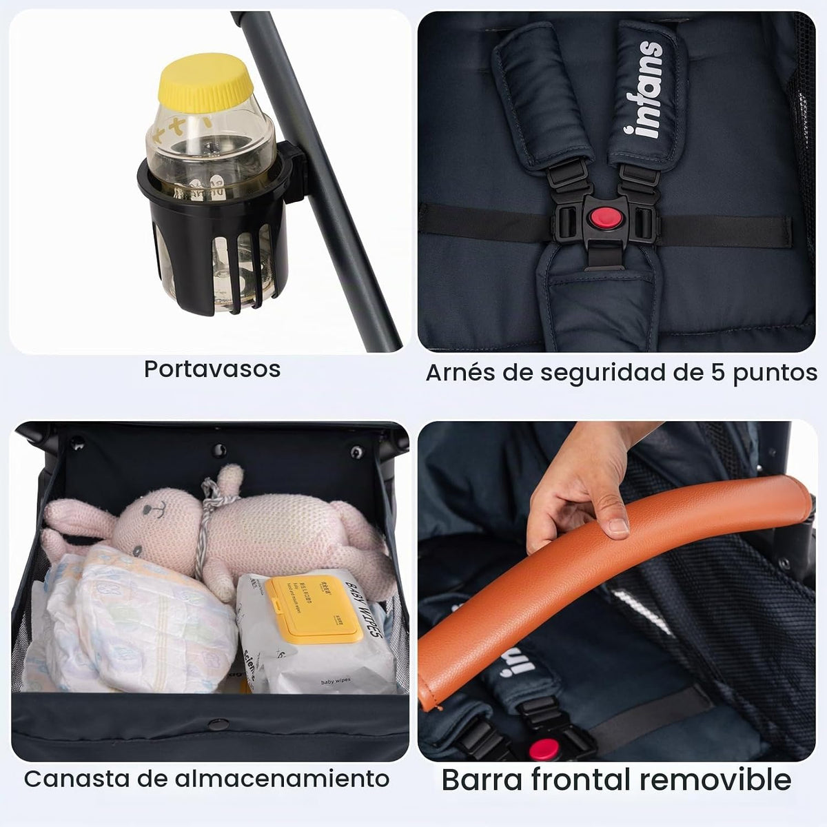 INFANS Cochecito de bebé 2 en 1, cuna convertible para recién nacid...