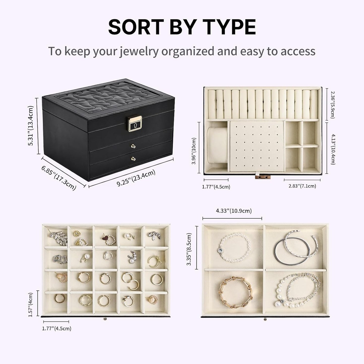 Greenfeather Joyeros para mujer, caja organizadora de joyas con tap...