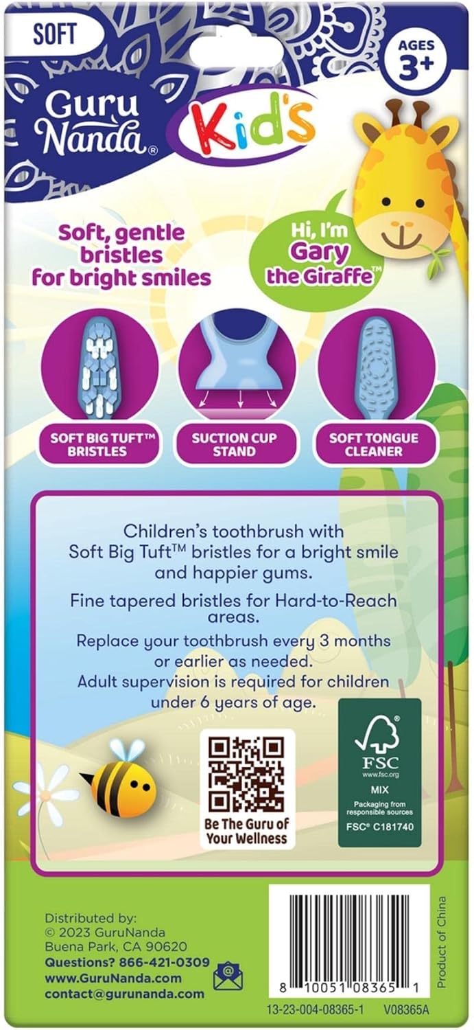 GuruNanda Cepillo de dientes para niños con ventosa y divertidos di...