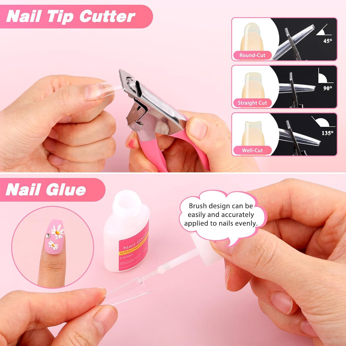 Juego de 600 puntas de uñas transparentes tipo ataúd \u2013 Puntas...