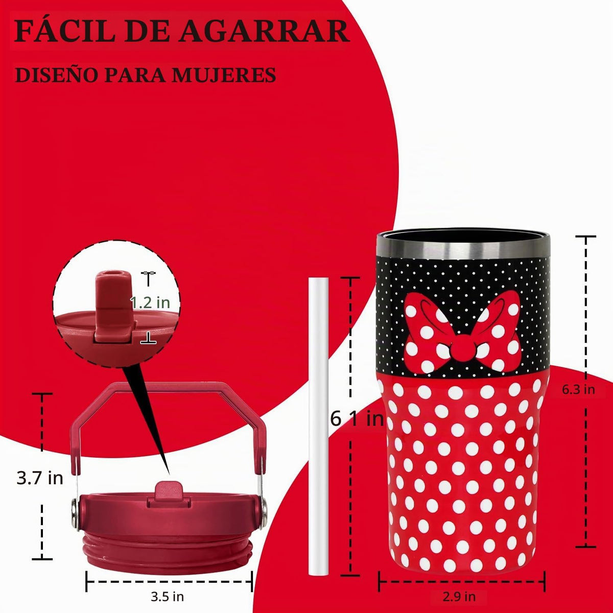 Sxdcfrs Vaso de ratón de dibujos animados de 20 onzas con tapa y po...