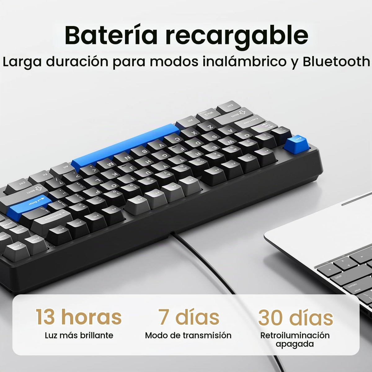 Teclado mecánico inalámbrico, montado con junta, con sonido cremoso...