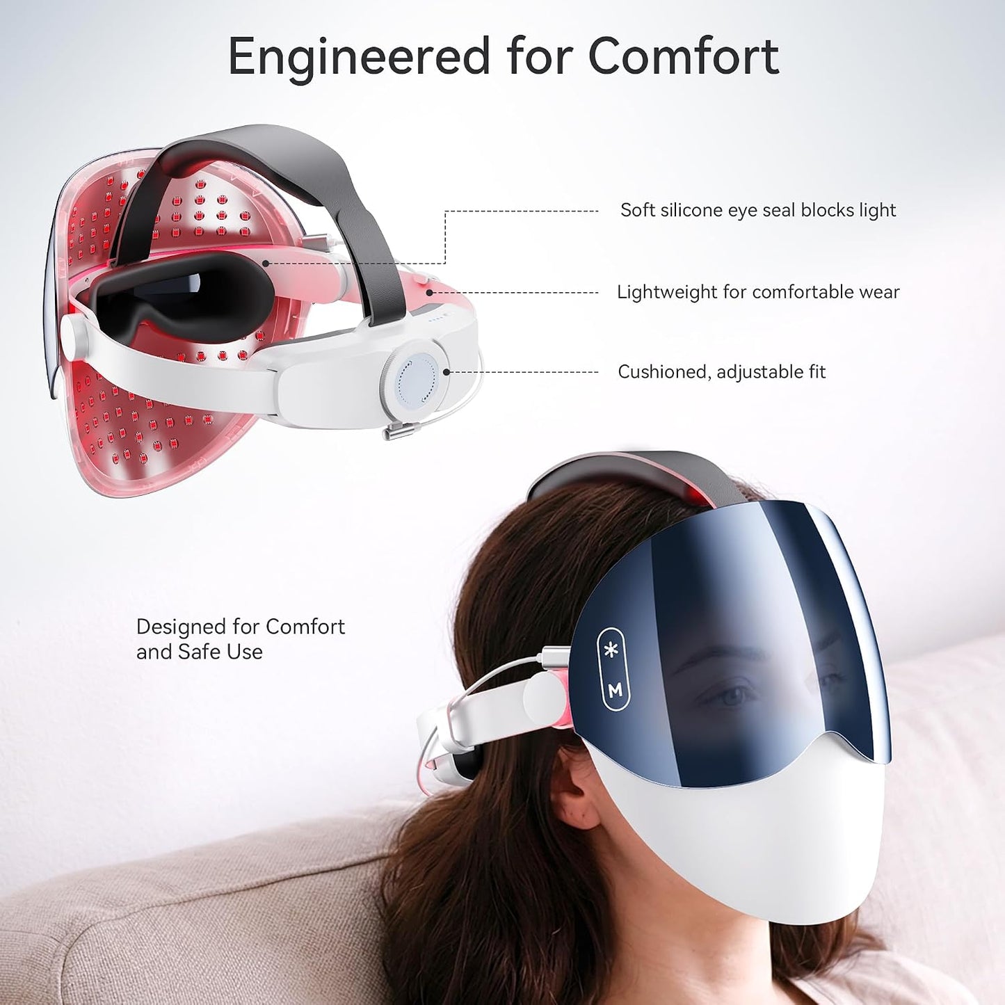 ASKMACH Máscara de luz roja para cara, máscara facial de terapia de...