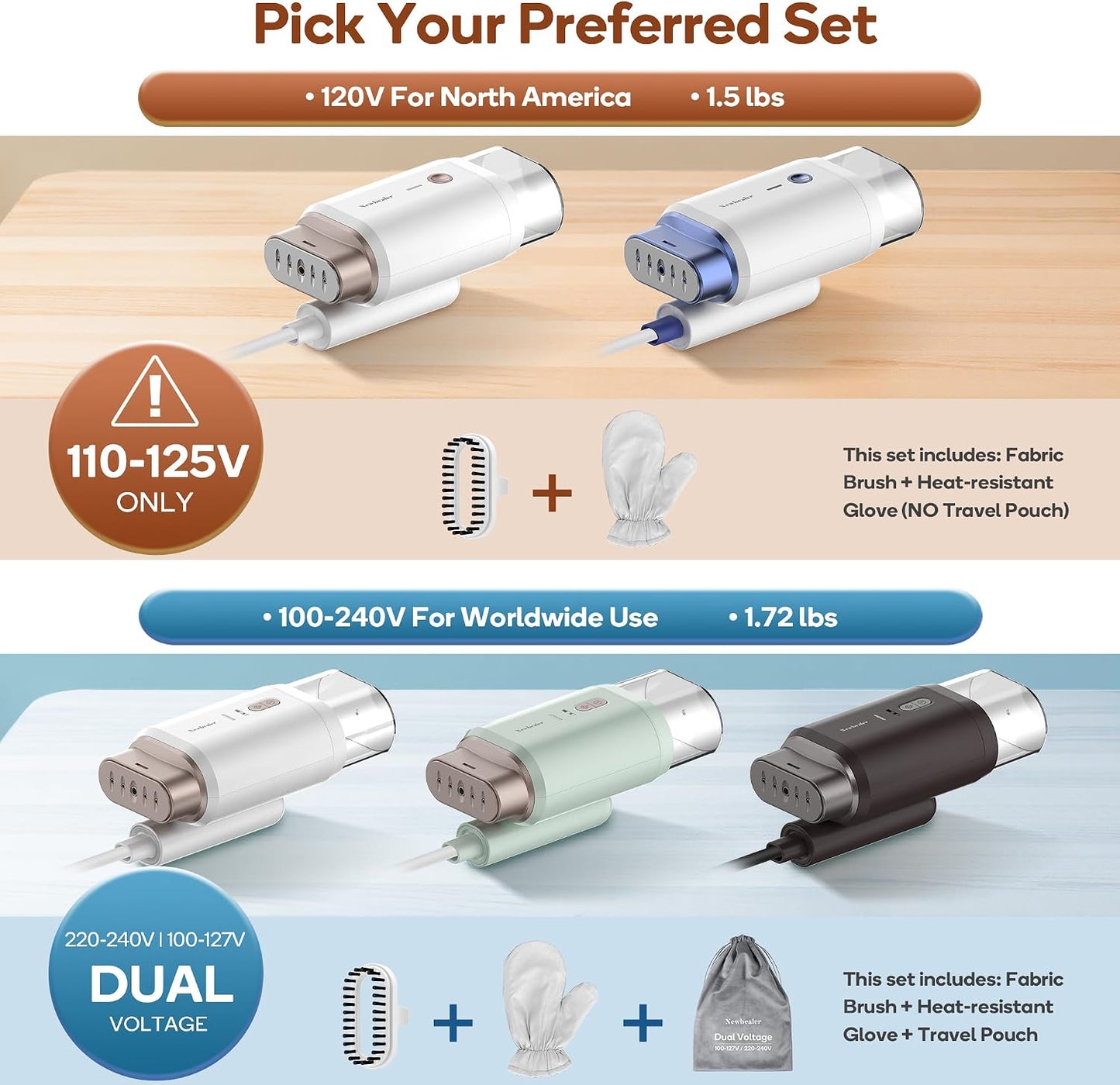Newbealer Vaporizador Pro Business Travel de 1200 W, doble voltaje,...