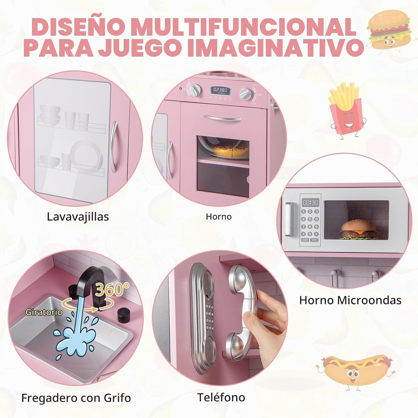 Costzon Juego de cocina para niños, gran juego de juguetes de cocin...