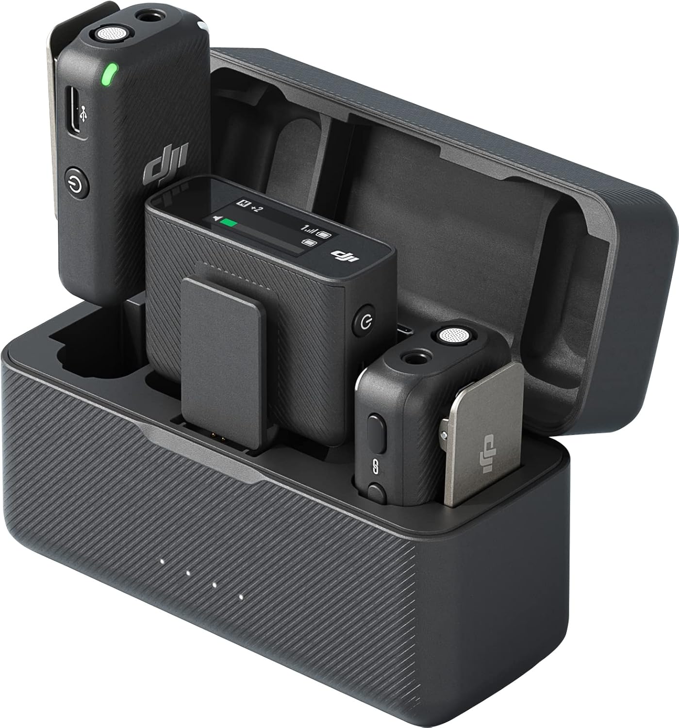 DJI Mic (2 TX + 1 RX + Estuche de Carga), Micrófono Lavalier Inalám...