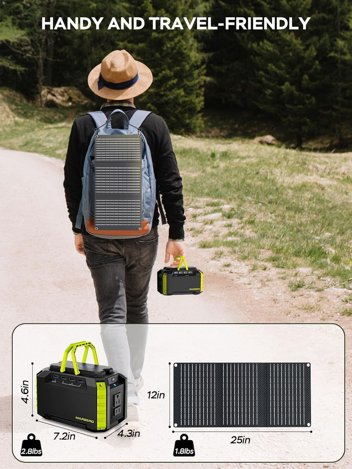 MARBERO Generador Solar 150W Pico 150Wh Estación de Energía Portáti...