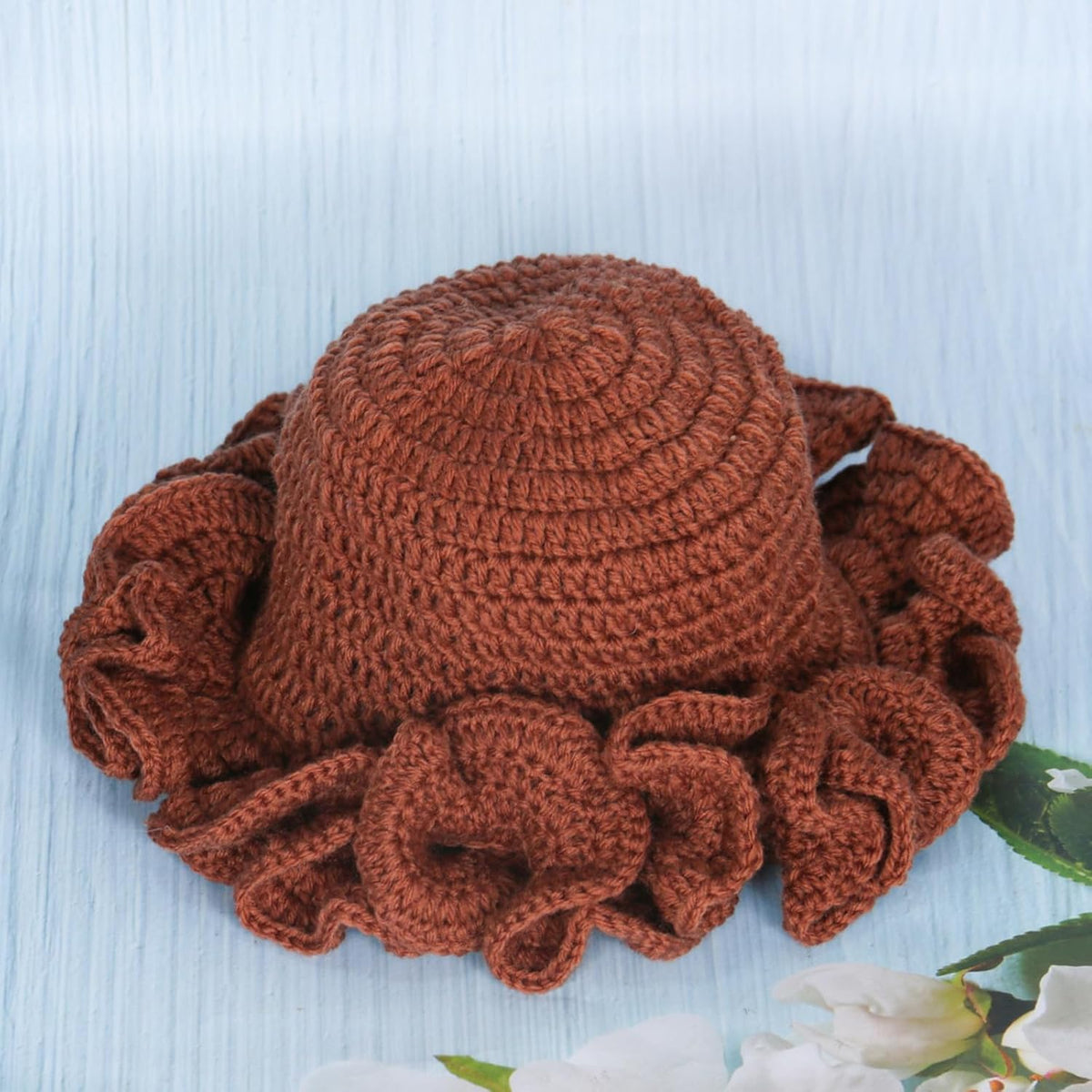 HISYI Sombrero de ganchillo hecho a mano para mujer, naranja, media...