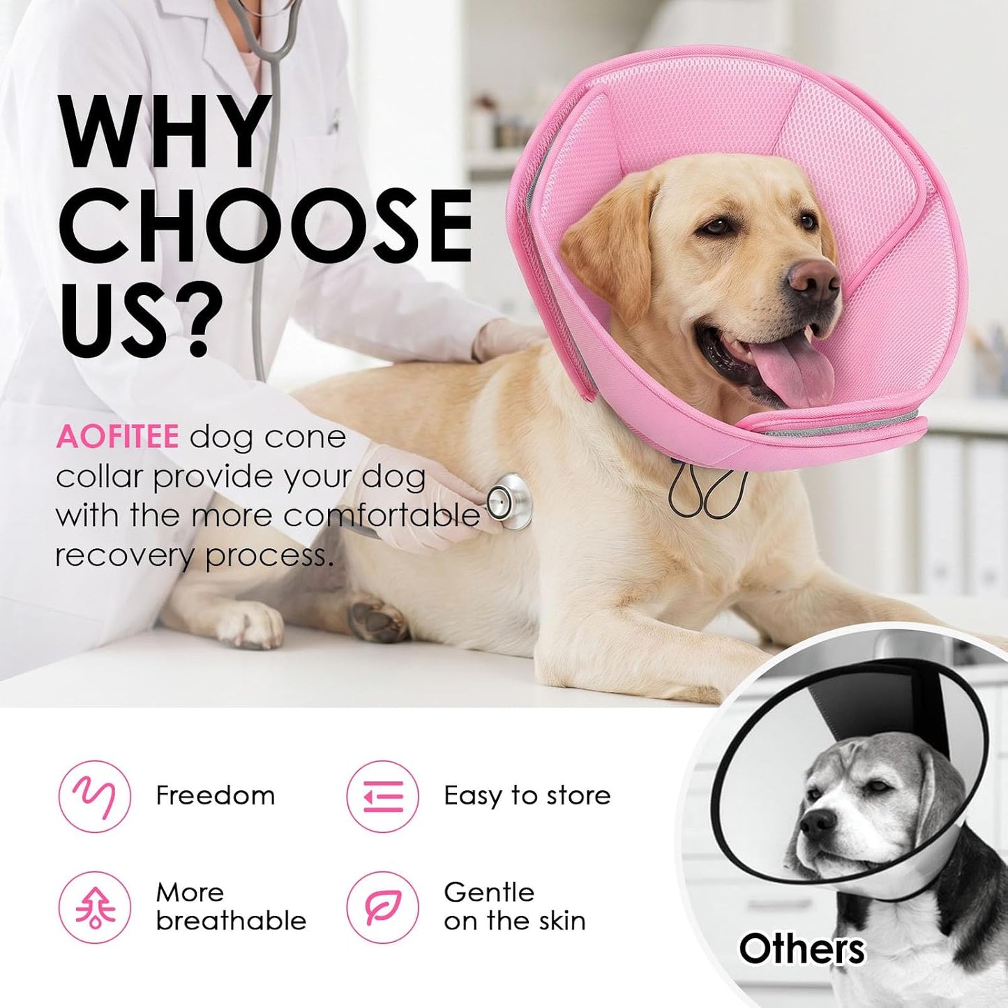 AOFITEE Cono suave para perro, conos ajustables para perros después...