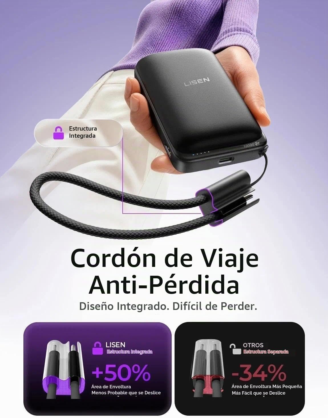 LISEN Qi2.2 25W para banco de energía Magsafe, carga rápida USB C d...