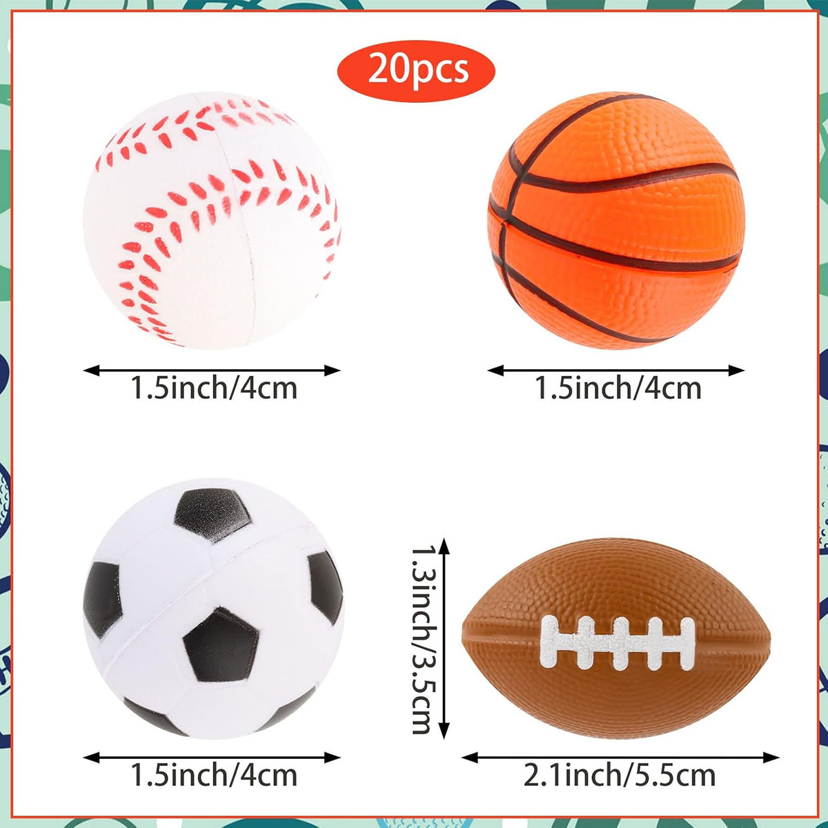 Hxezoc Mini bolas deportivas para el estrés, paquete de 20 unidades...