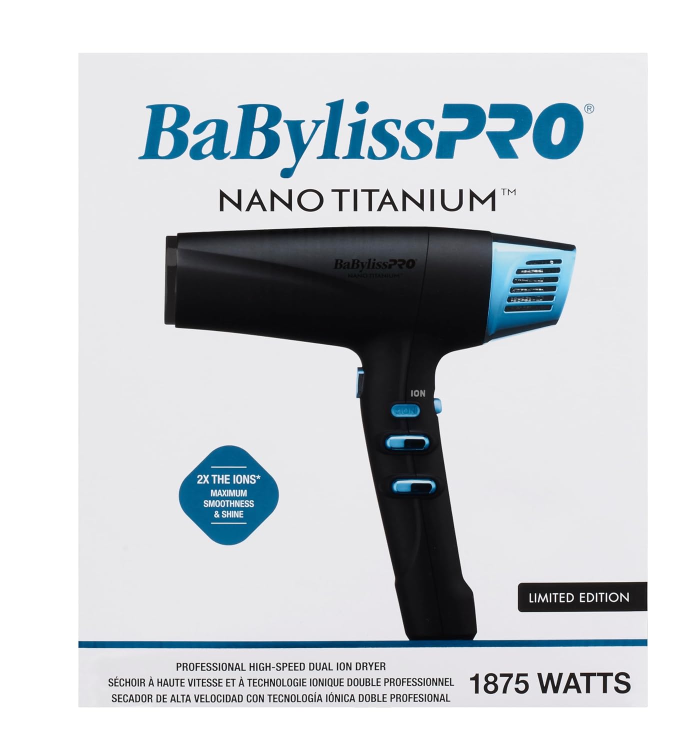 Secador de pelo BabylissPRO Nano Titanium, secador profesional de 1...