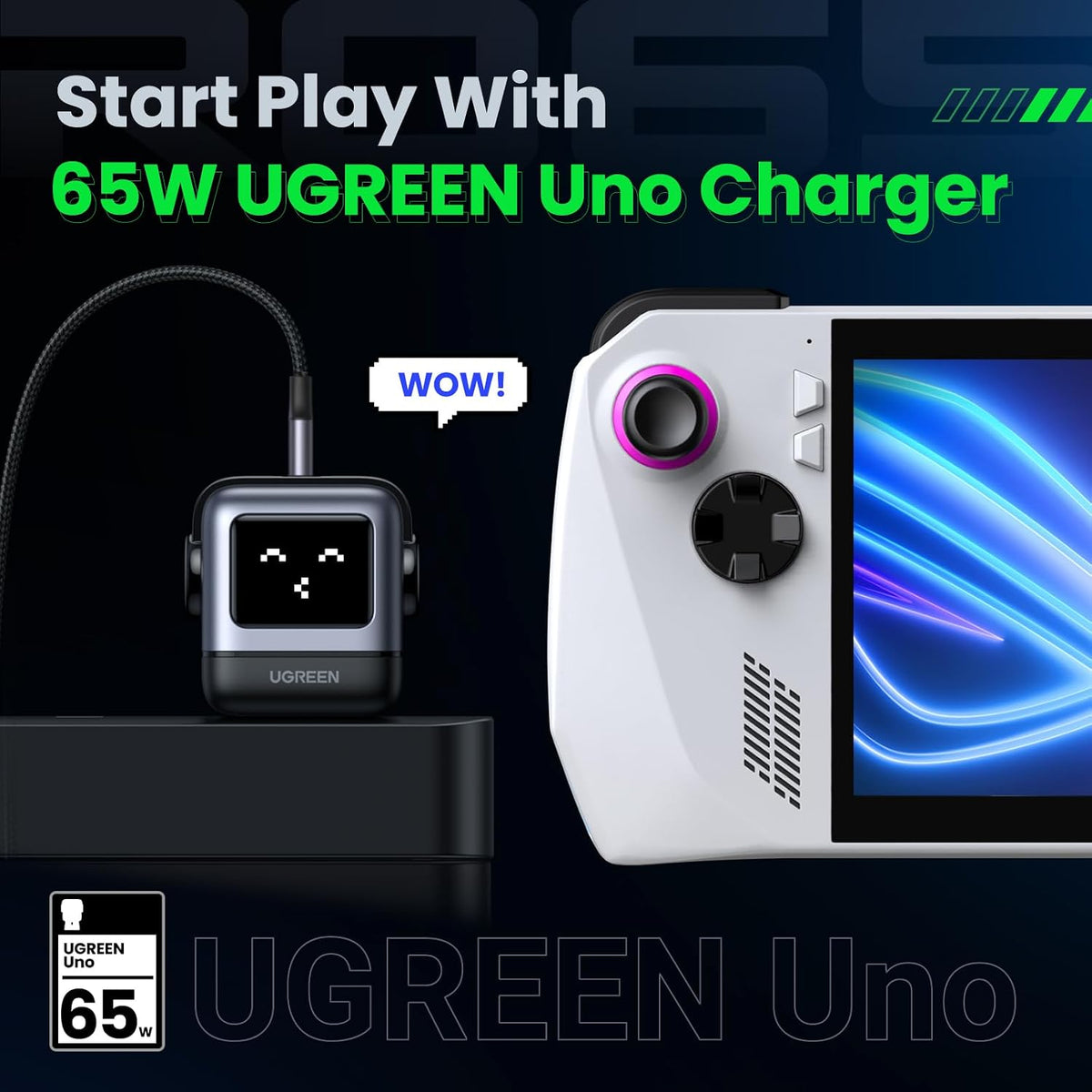 UGREEN Uno - Adaptador de cargador USB C de 65 W, 3 puertos, bloque...
