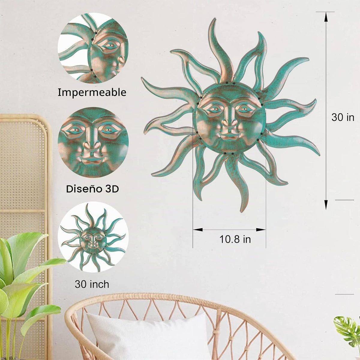 Arte de pared de metal del sol para decoración al aire libre - Escu...