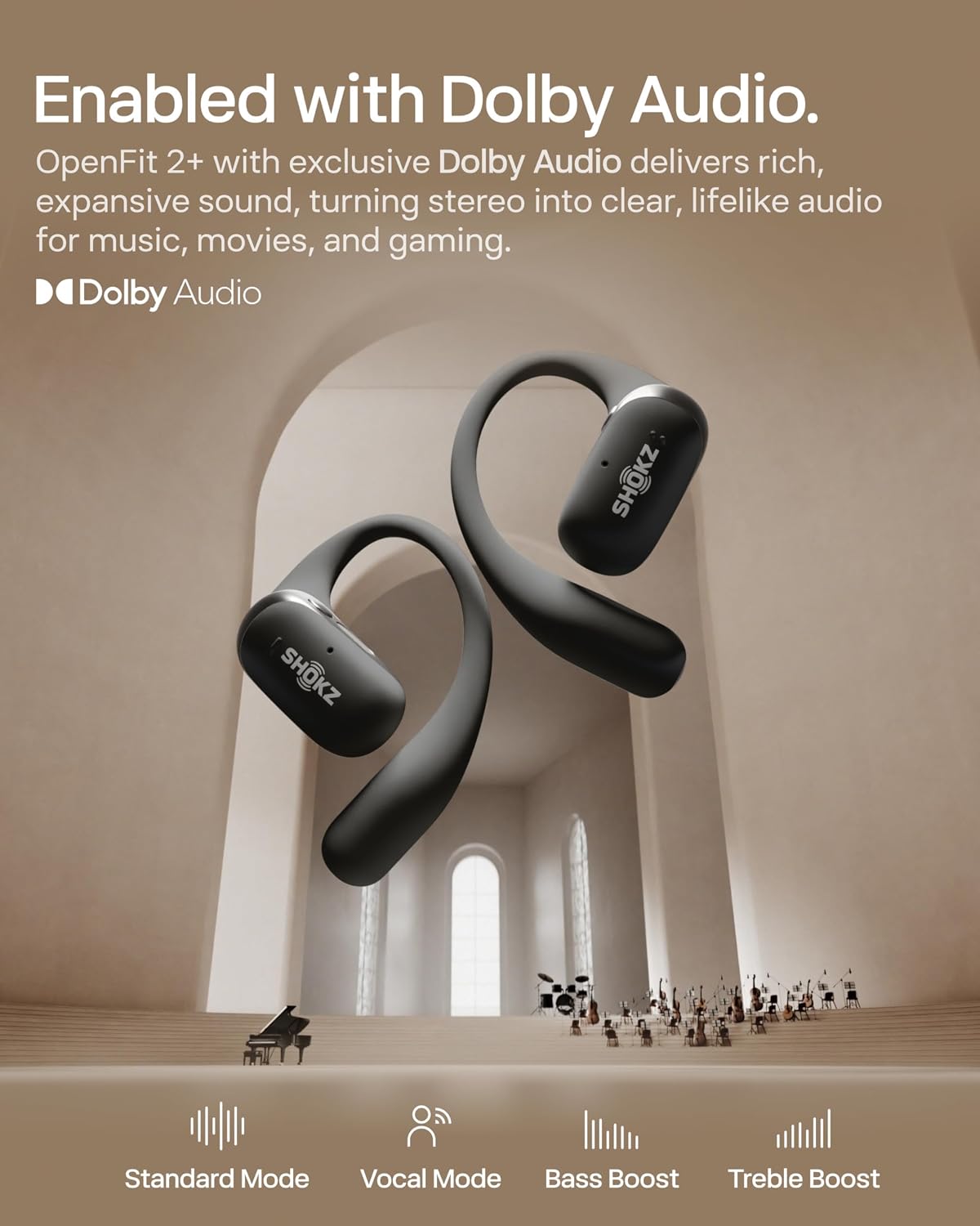 SHOKZ Nuevos auriculares OpenFit 2+ de oreja abierta, habilitados p...