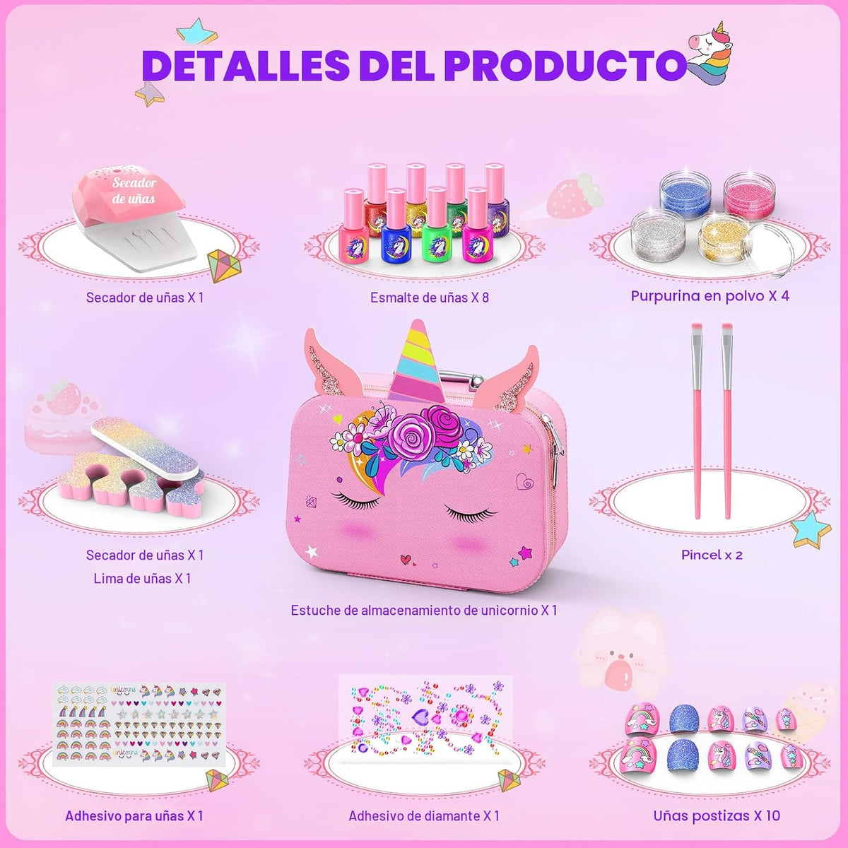 Juego de esmaltes de uñas para niñas, no tóxico, de secado rápido,...
