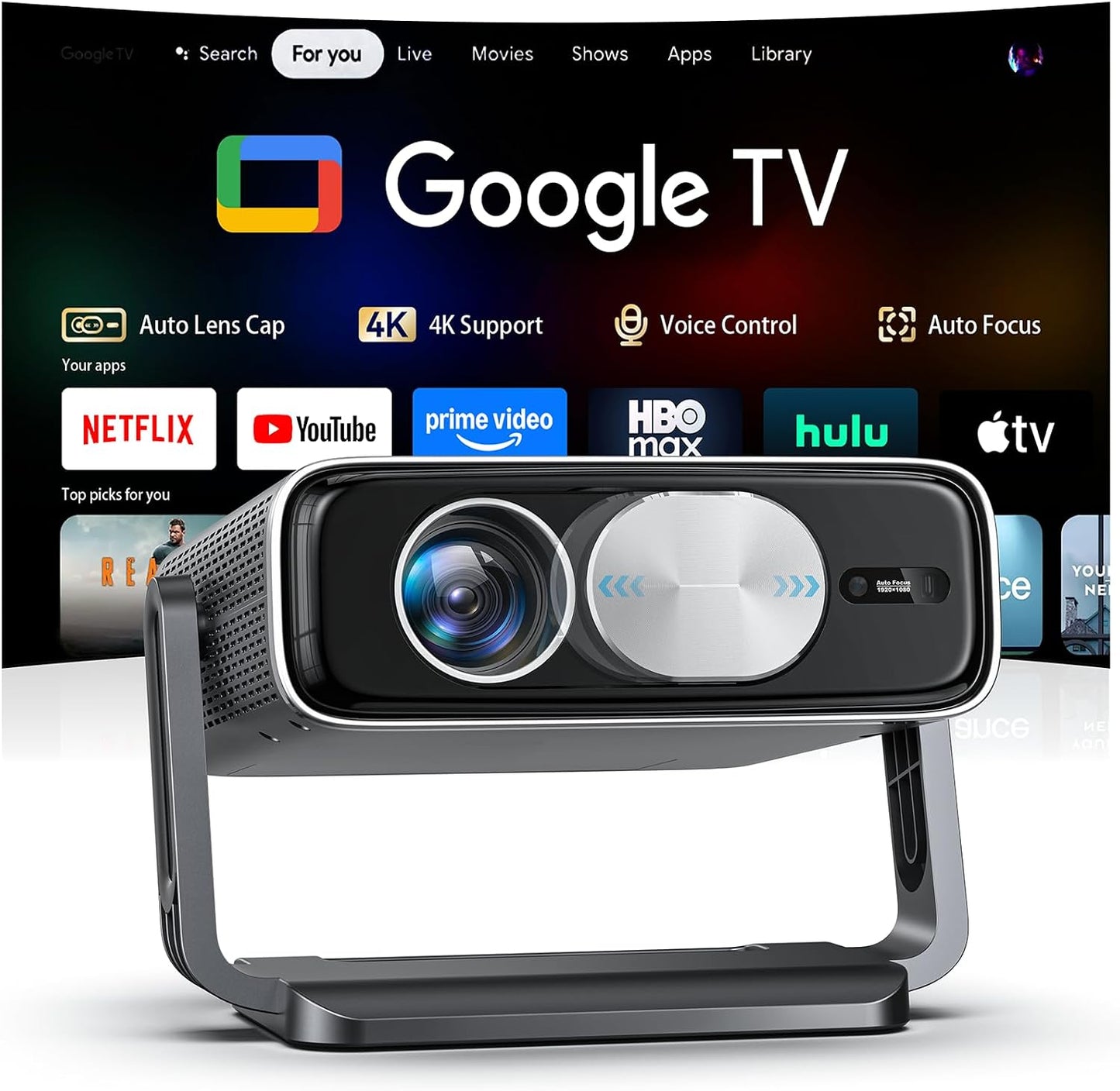Proyector inteligente 4K [incluido con Google TV Stick] con WiFi y...