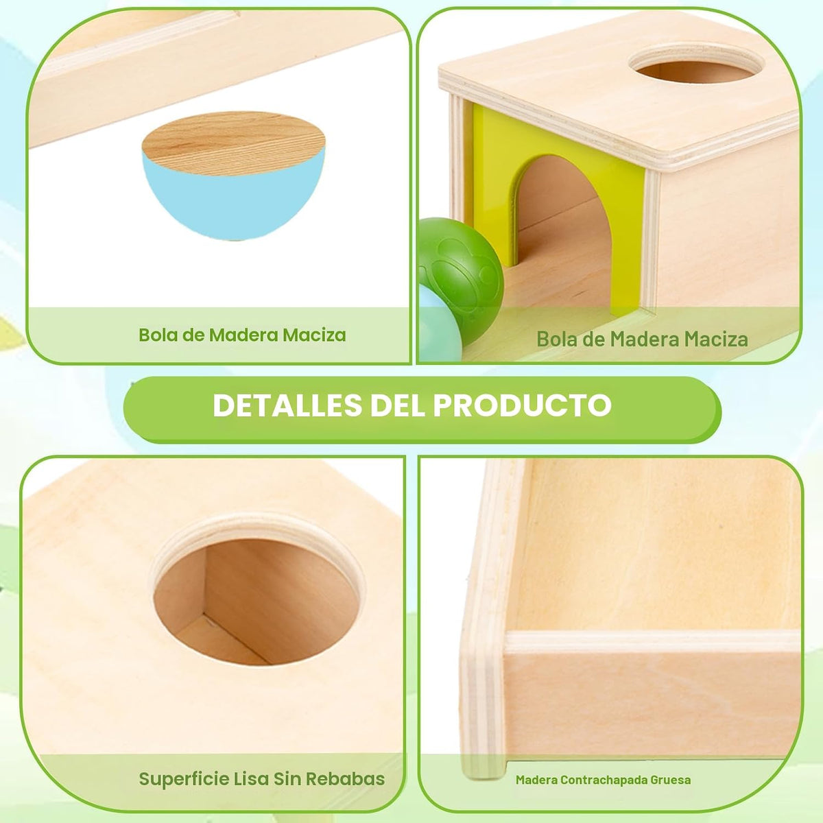Caja de permanencia de objetos con bandeja y tres bolas de juguetes...