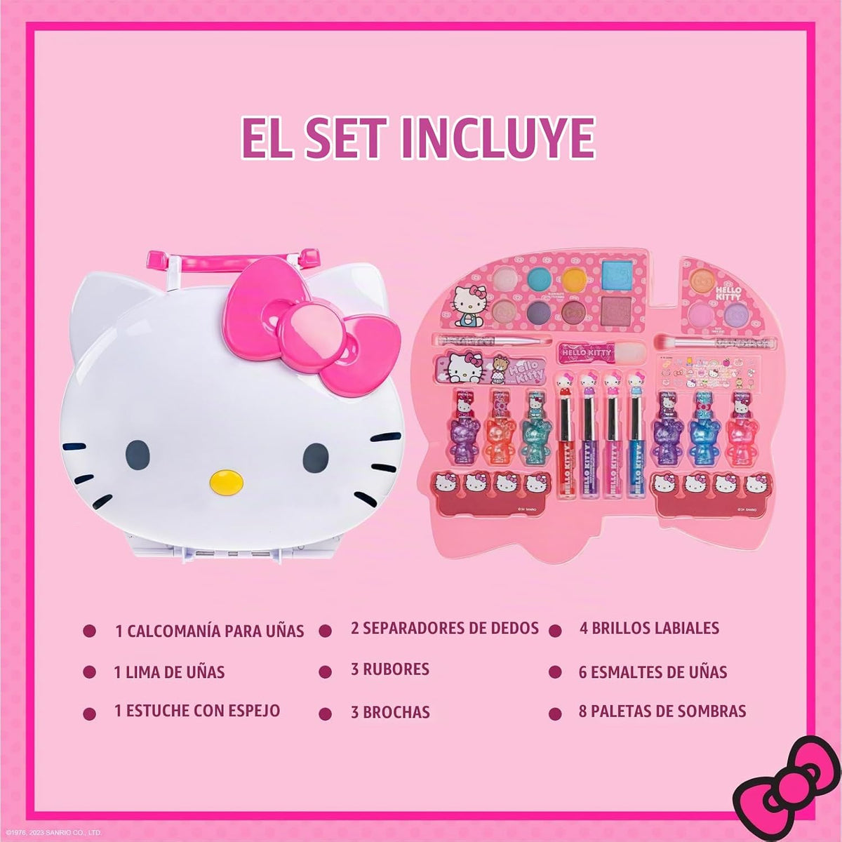 Hello Kitty - Juego de tocador de maquillaje facial con espejo ilum...