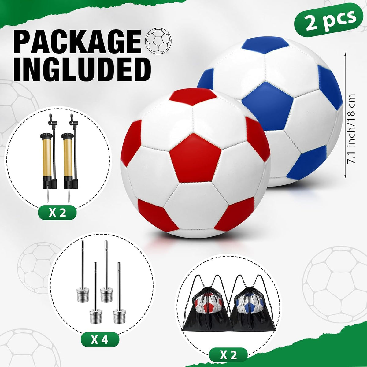 yasuwekik Paquete de 2 pelotas de fútbol desinfladas con bomba para...