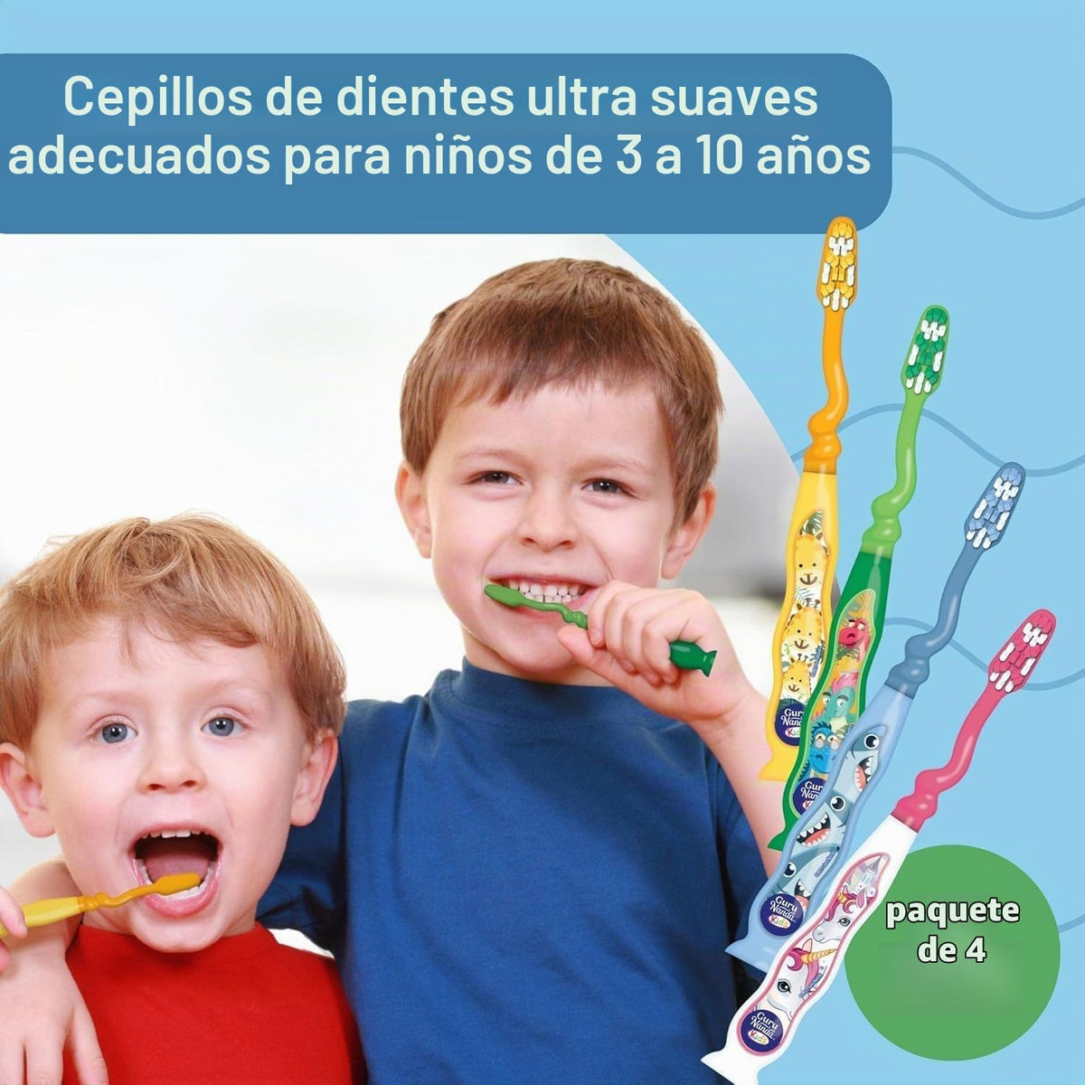 GuruNanda Cepillo de dientes para niños con ventosa y divertidos di...