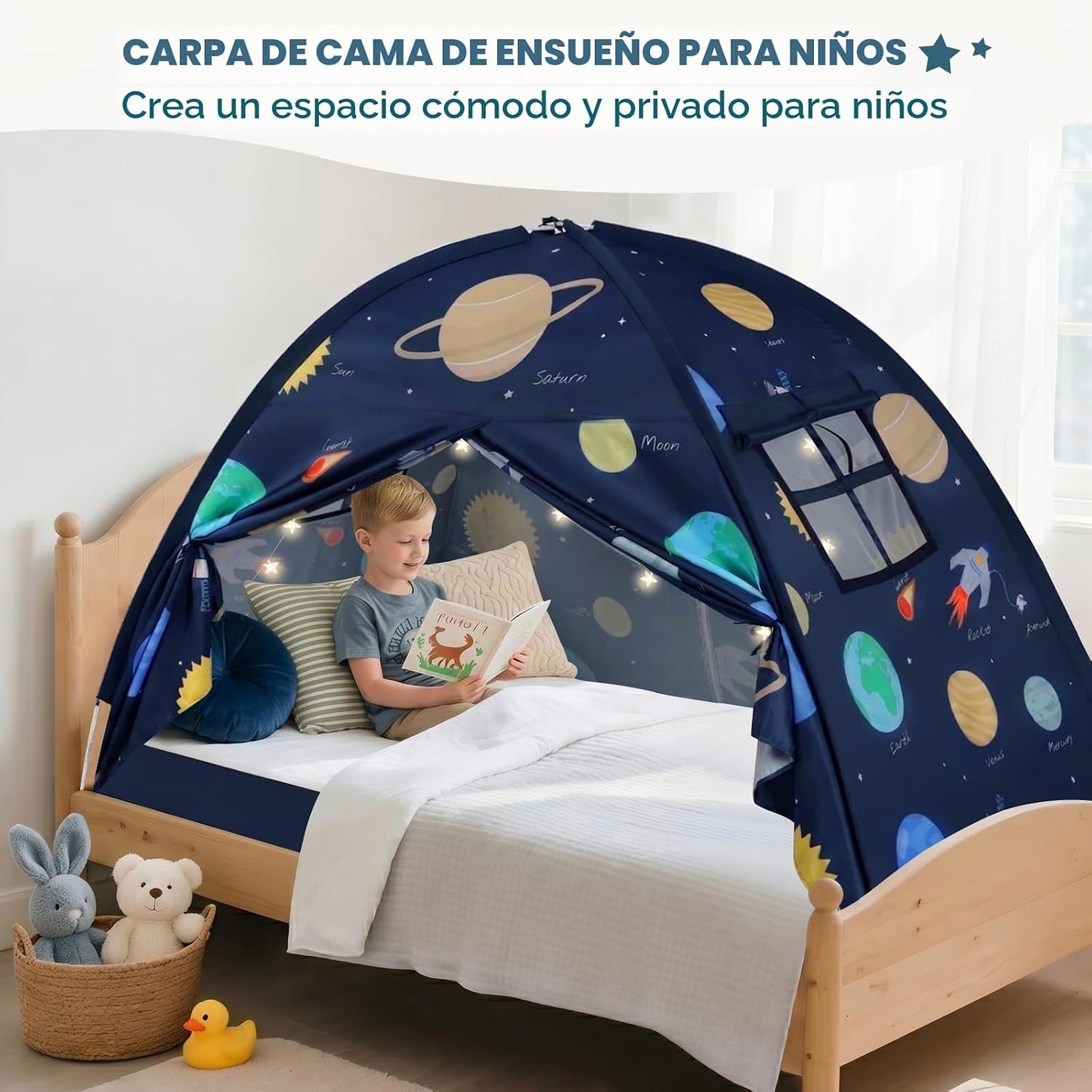 PIIKAGO Tienda de campaña de cama doble para niños, dosel de cama d...