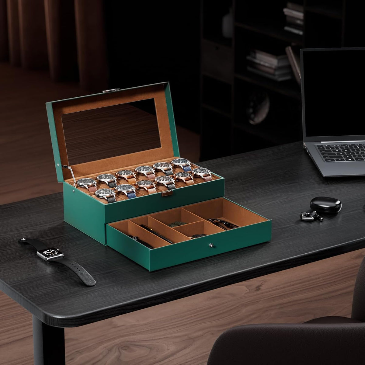 ProCase Caja de reloj, caja de reloj de 12 ranuras para hombre con...