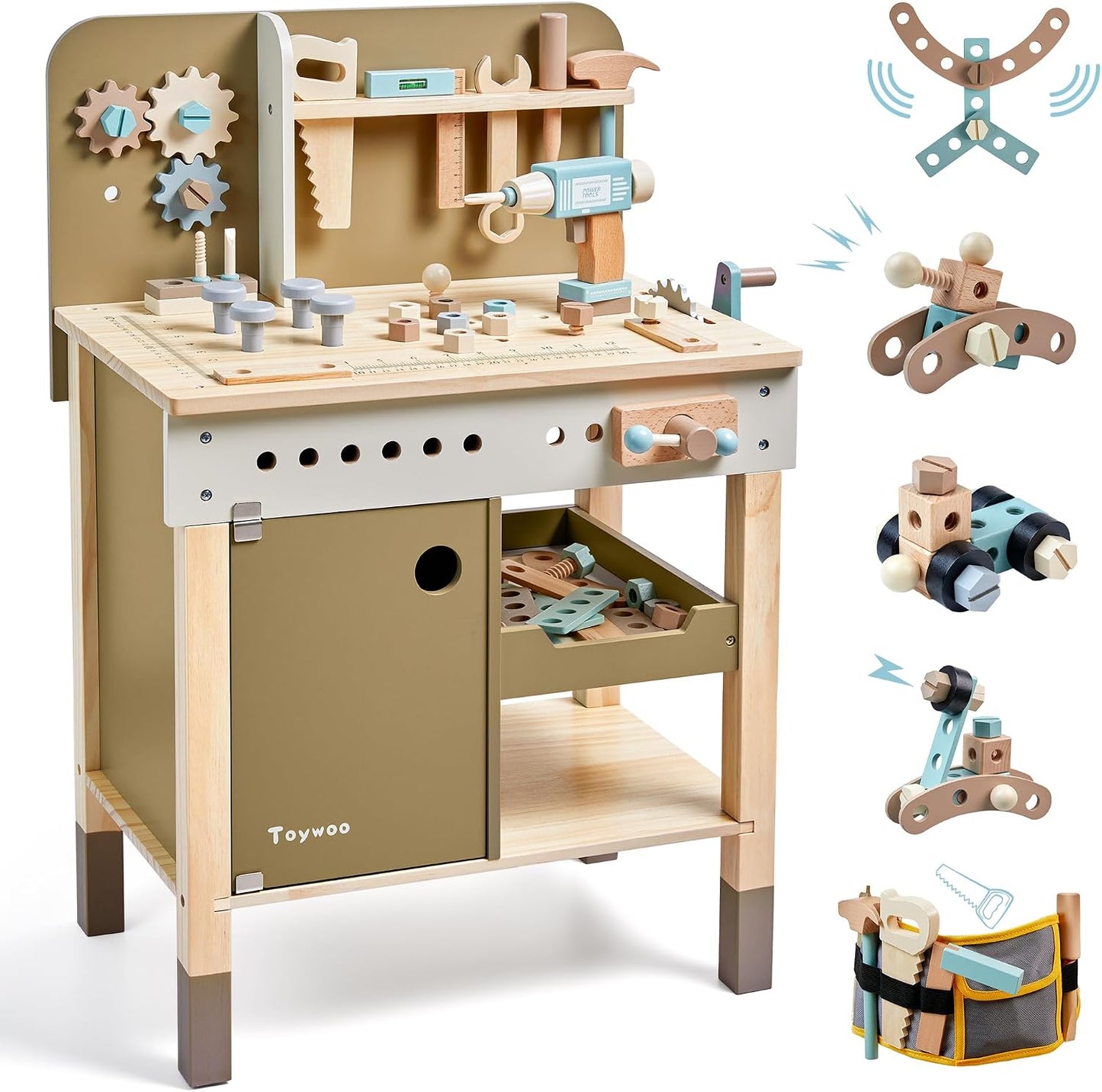 Juego de herramientas para niños, banco de herramientas de madera c...