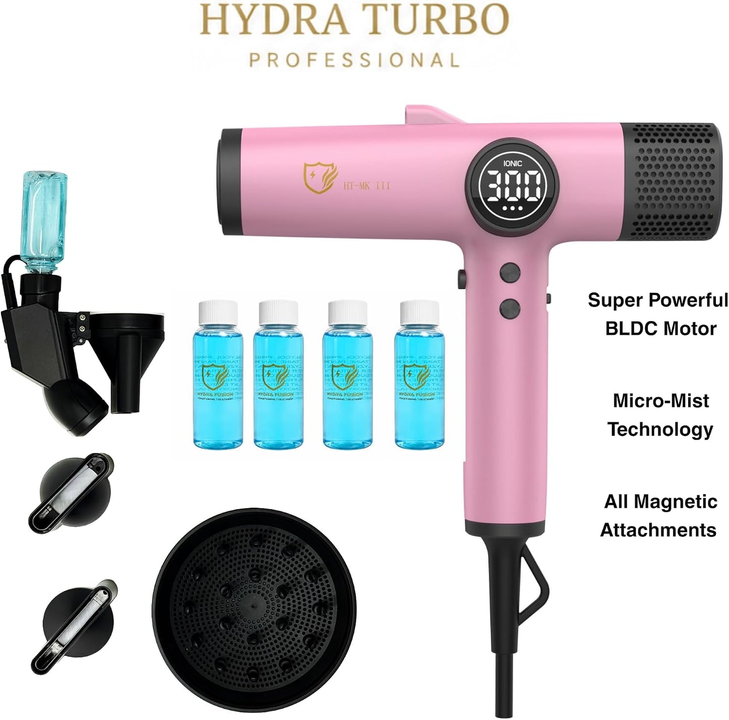 Hydra Turbo Mark 3 (rosa) Secador de pelo profesional iónico, secad...