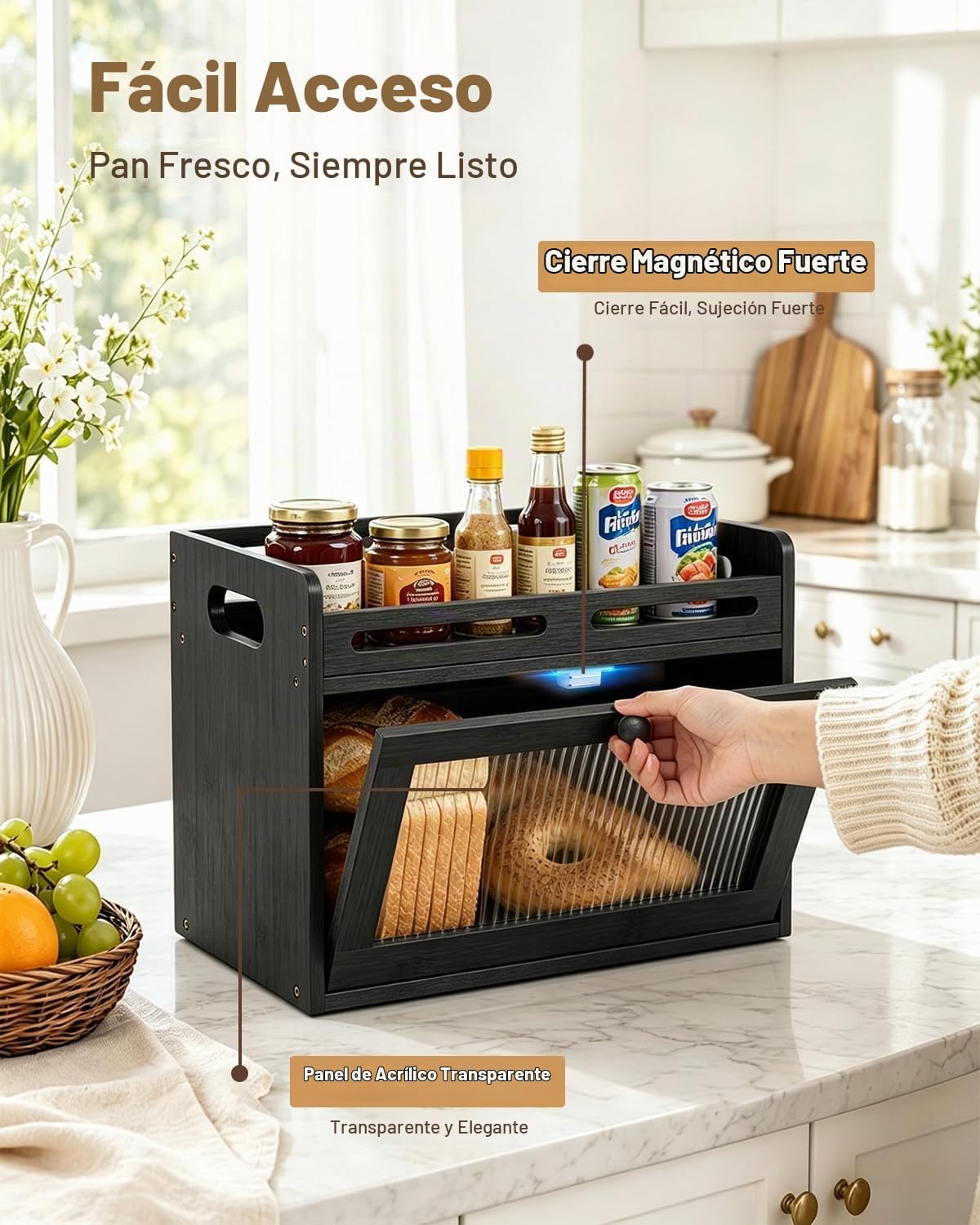 Coiesol Panera para encimera de cocina, contenedor de almacenamient...