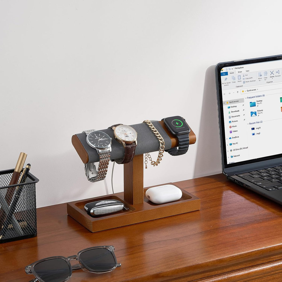 ProCase Soporte de exhibición de reloj de madera para hombres, torr...