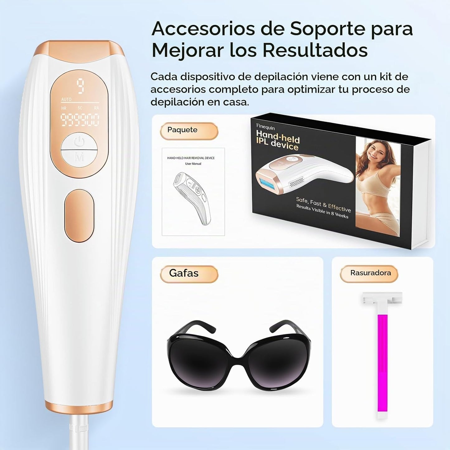 Finequin Depilación láser, depilación láser IPL para mujeres y homb...