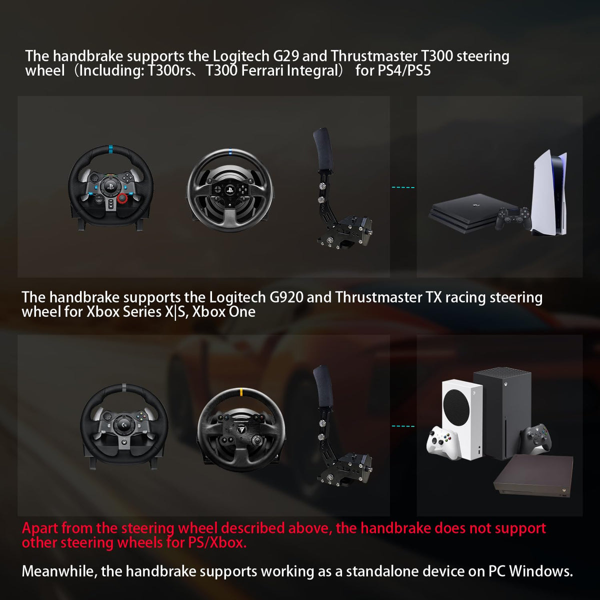 HCXLELD Freno de mano Sim Racing, volante de carreras G29 T300RS co...