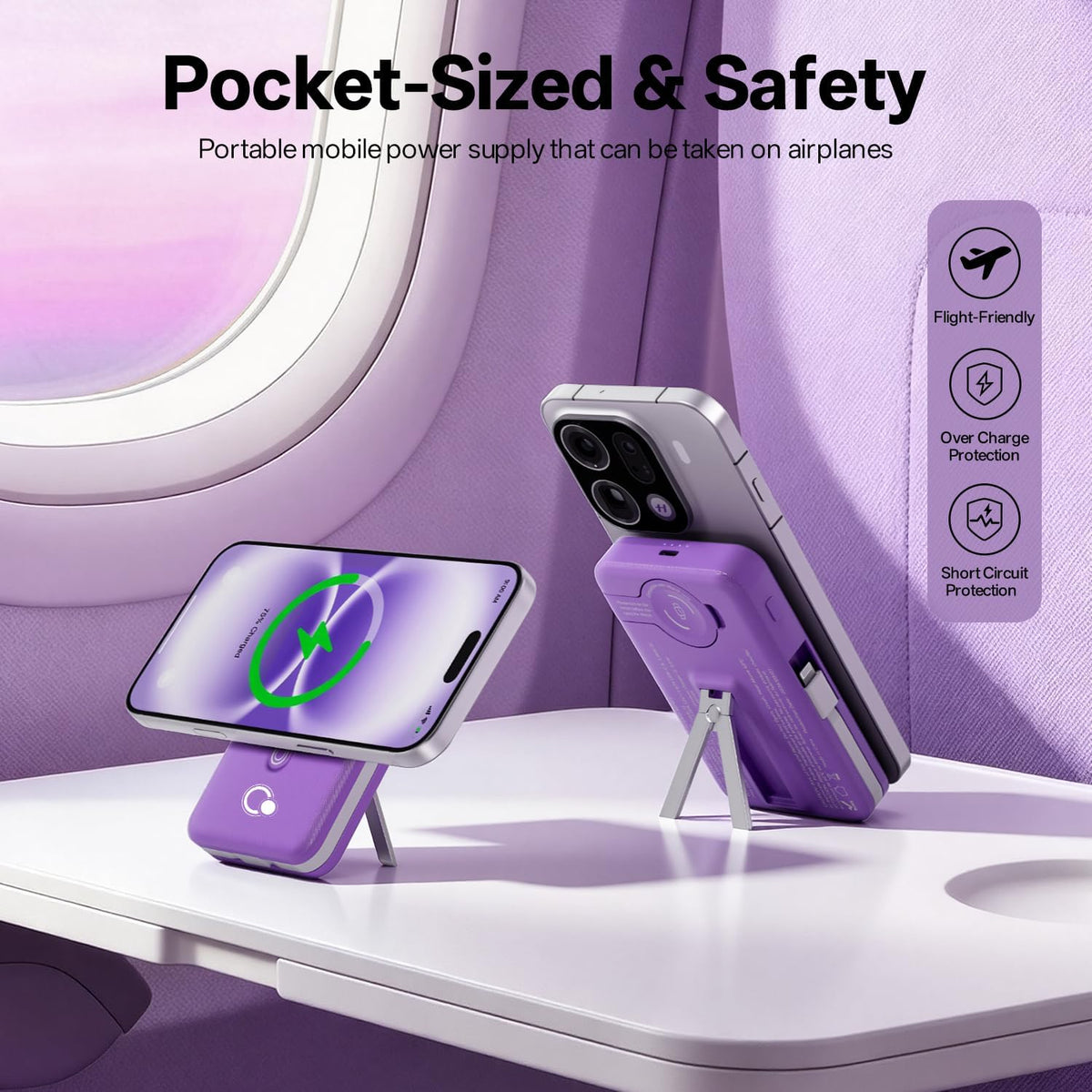 Q Cargador portátil inalámbrico magnético de 10,000 mAh, batería ex...